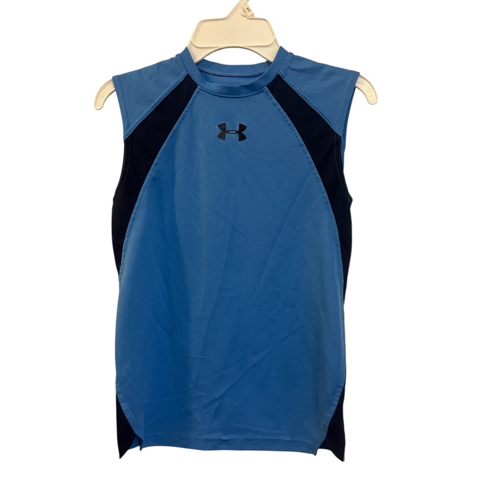 Boy’s Under Armour Sz YSM Shirt Heatgear Blue Sleeveless Small Tank Top